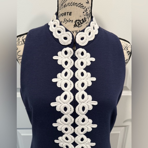 Lilly Pulitzer Navy Dress with White Embroidered Accents - Picture 3 of 8